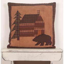 Cabin in the Woods Throw Pillow Tea Dyed