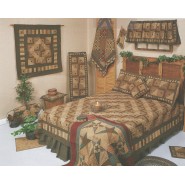 Country Log Cabin King Tea Dyed Bedspread