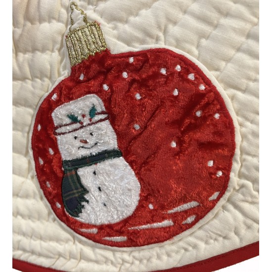 Snowman Ornament Tree Skirt 22" Round