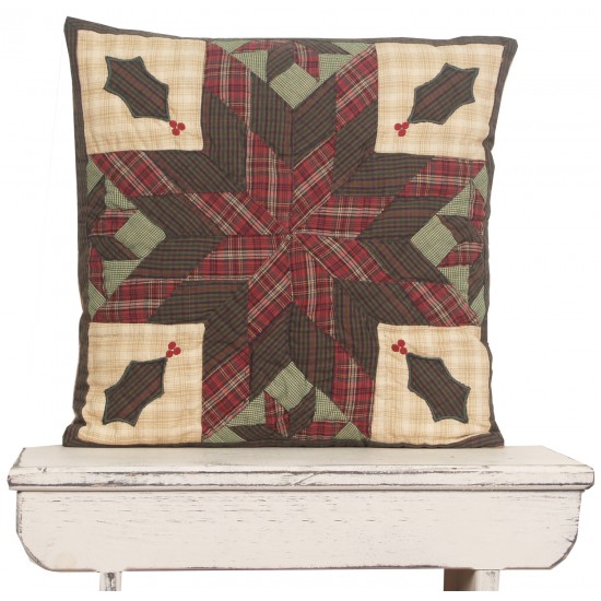 Twinkle Star/Holly Plaid Throw Pillow