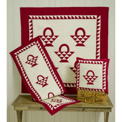 Basket Cran Red / Off White Quilts