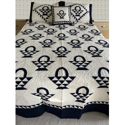 Basket Navy/Off-Wht Twin Bedspread