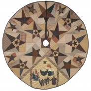 Primitive Star with Nativity Christmas Tree Skirt 60 Inches Round