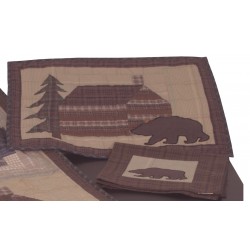Cabin in the Woods Patchwork Napkin Tea Dyed