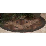 Country Log Cabin Tree Skirt 24" Round Tea Dyed