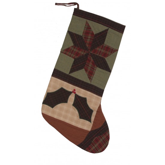 Twinkle Star/Holly Plaid Stocking
