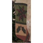 Twinkle Star/Holly Plaid Stocking Tea Dyed
