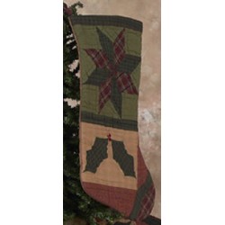 Twinkle Star/Holly Plaid Stocking Tea Dyed