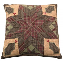 Twinkle Star/Holly Plaid Throw Pillow Tea Dyed