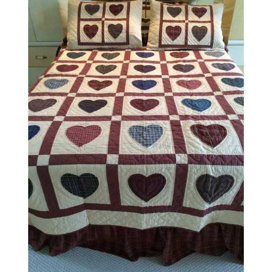 Hearts Multicolor Butterscotch Queen Bedspread