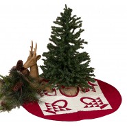 Basket Cran Red/Off-Wht Mini Christmas Tree Skirt