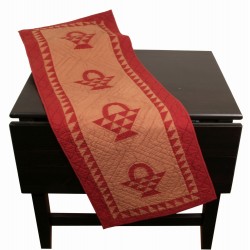 Basket Cran Red/Off-Wht Table Runner 50" Long Tea Dyed