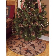 Primitive Star Tea Dyed Christmas Tree Skirt